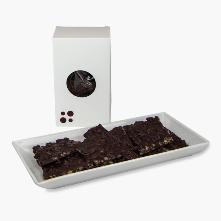 écorces moka croustillant - chocolat noir de 72% cacao.