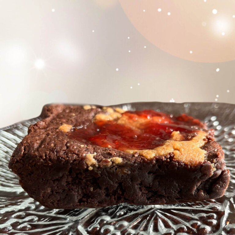 peanut butter and jam brownie