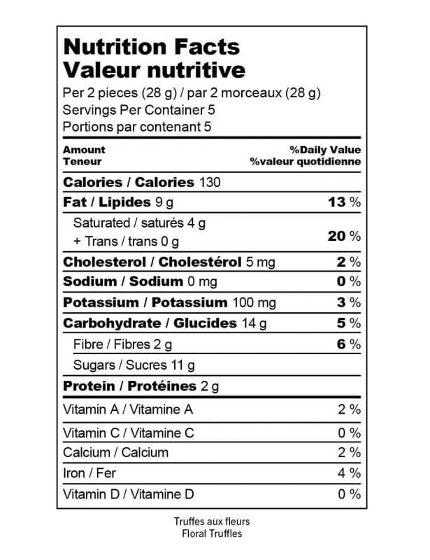Floral truffles nutrition facts