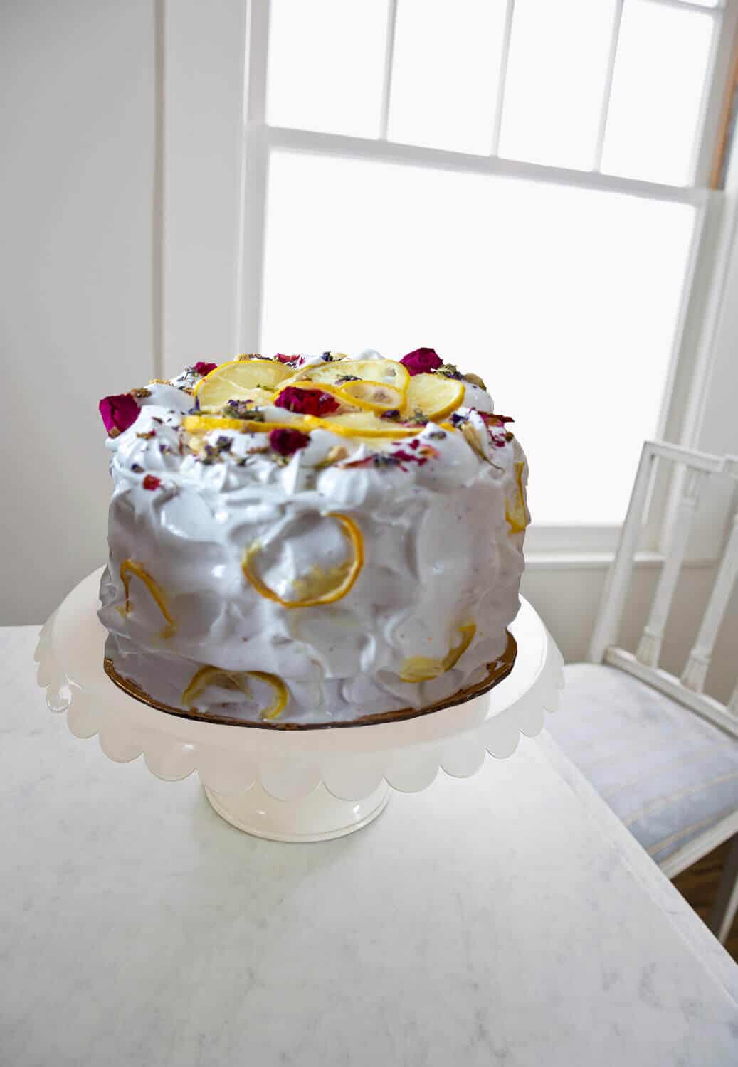 rose lemon meriangue cake
